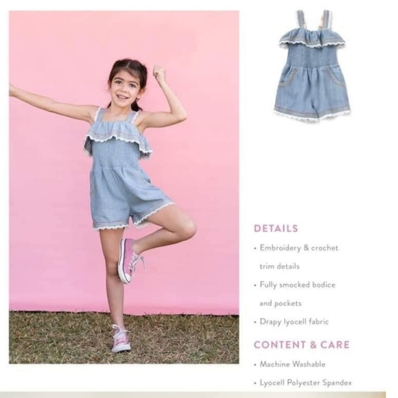 Matilda Jane Picnic in the Park chambray romper blue size 10 girls - Picture 10 of 10
